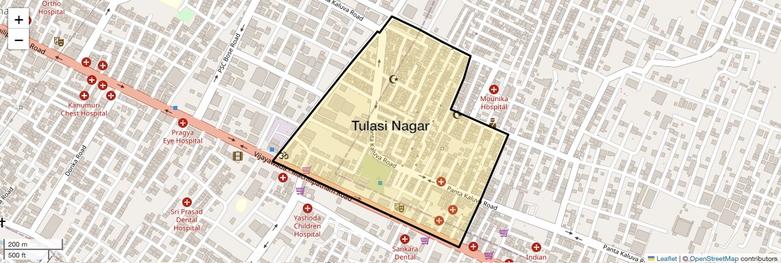 Location Map of Tulasi Nagar, Vijayawada