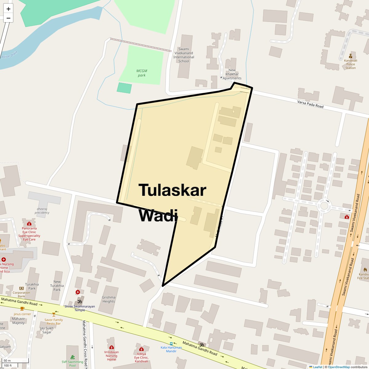 Location Map of Tulaskar Wadi, Mumbai