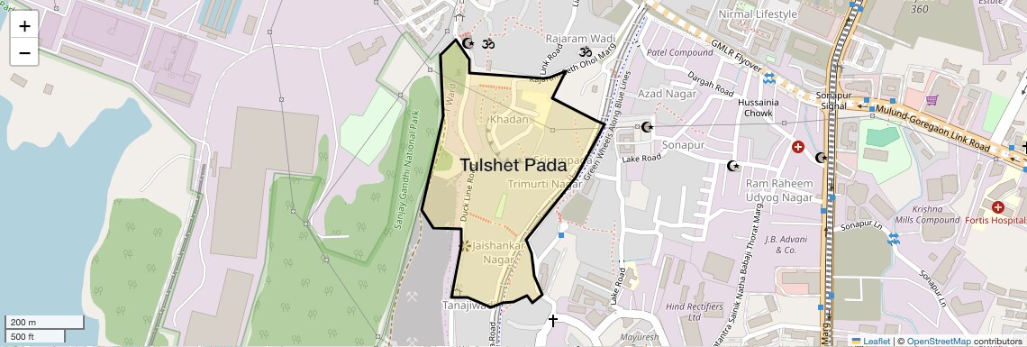 Location Map of Tulshet Pada, Mumbai