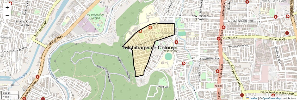Location Map of Tulshibagwale Colony, Pune