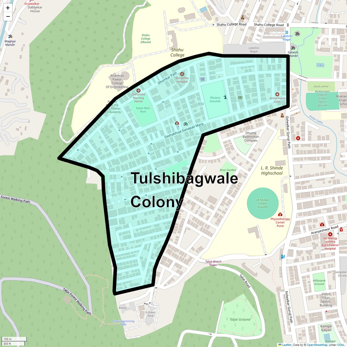 Location Map of Tulshibagwale Colony, Pune
