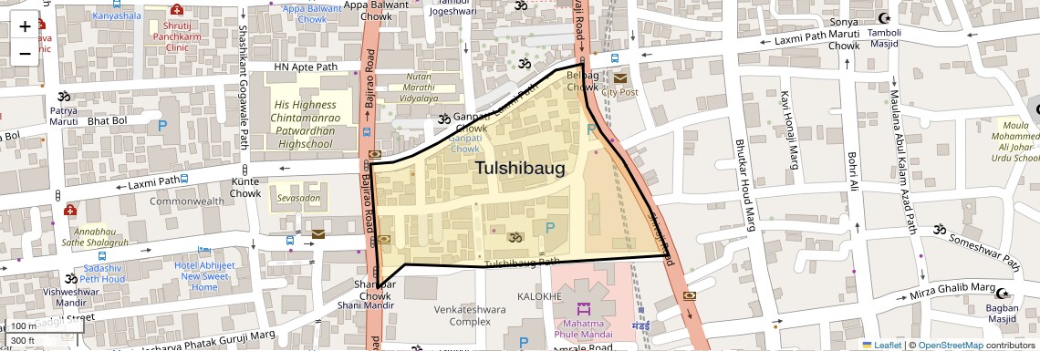 Location Map of Tulshibaug, Pune