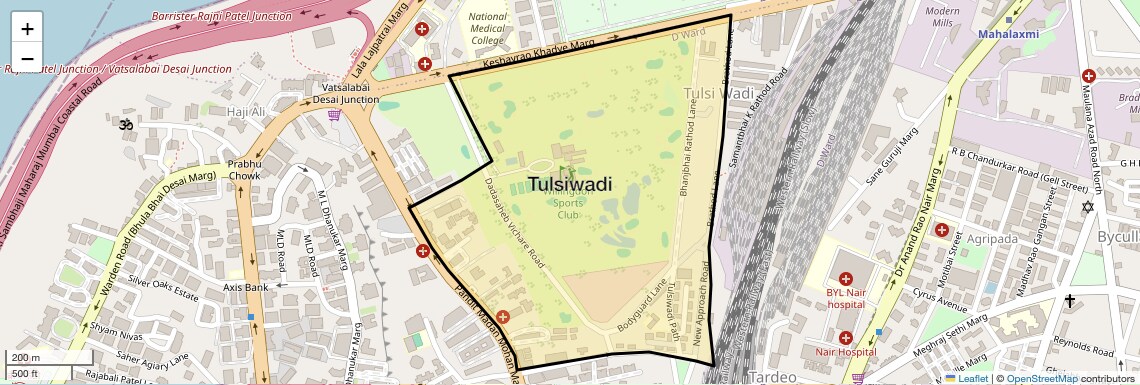 Location Map of Tulsiwadi, Mumbai