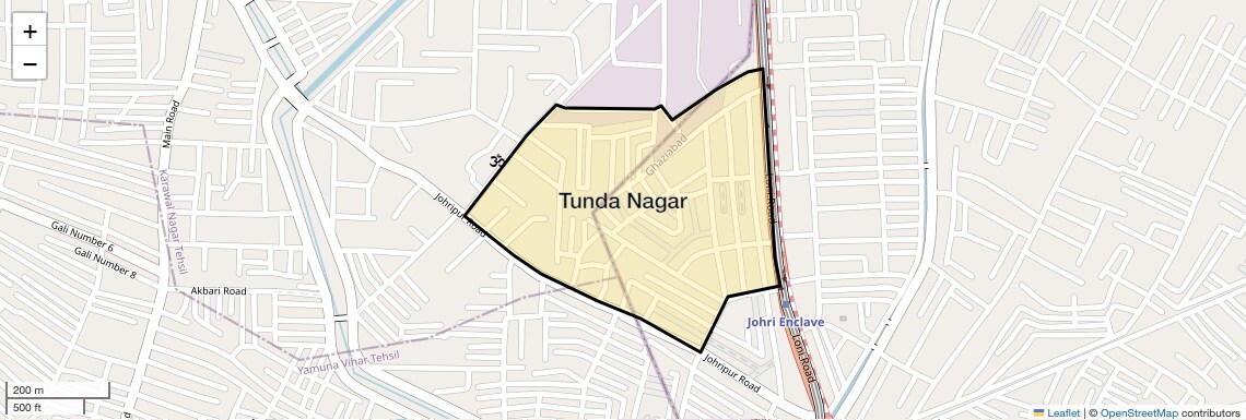 Location Map of Tunda Nagar, Delhi