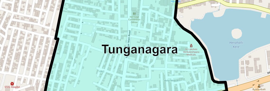 Location Map of Tunganagara, Bangalore