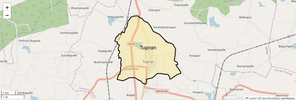Location Map of Tupran, Hyderabad