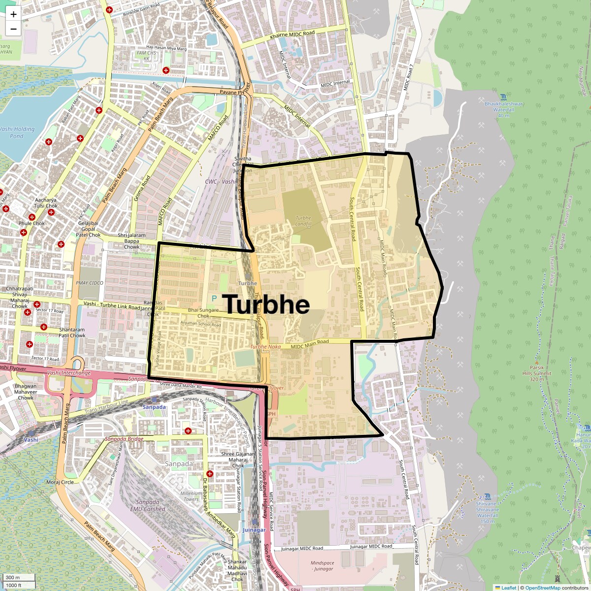 Location Map of Turbhe, Navi Mumbai