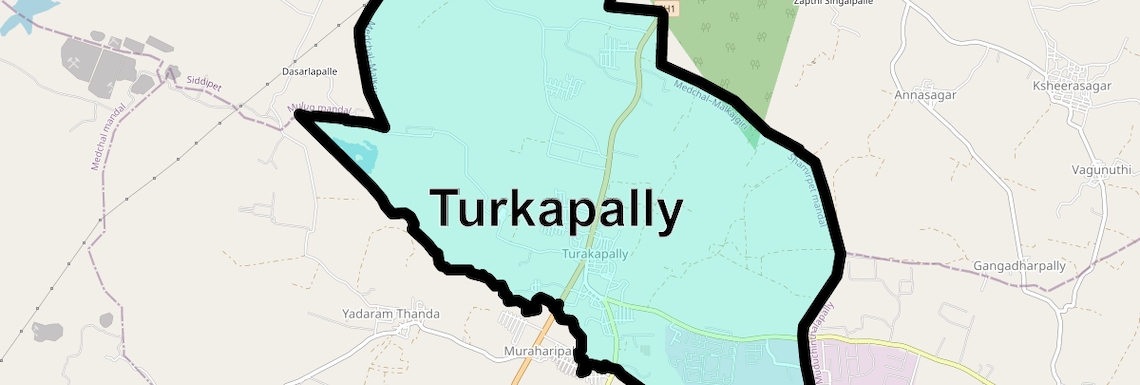 Location Map of Turkapally, Hyderabad