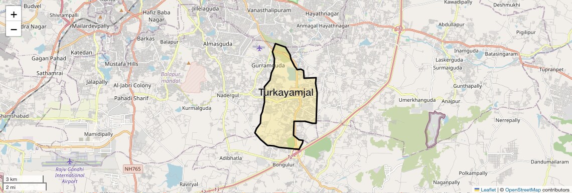 Location Map of Turkayamjal, Hyderabad