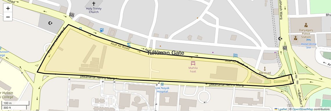 Location Map of Turkman Gate, Delhi