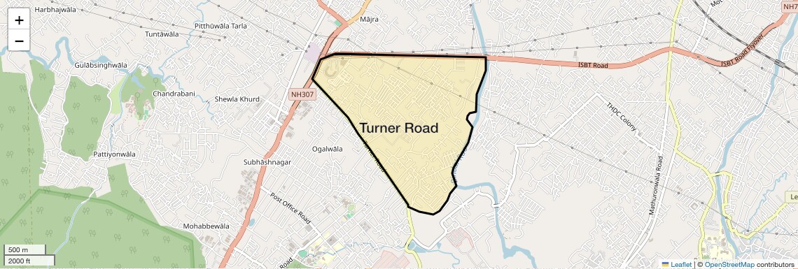 Location Map of Turner Road, Dehradun