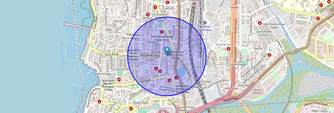 Location Map of Turner Road, Mumbai