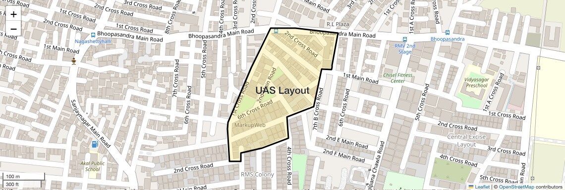 Location Map of UAS Layout, Bangalore