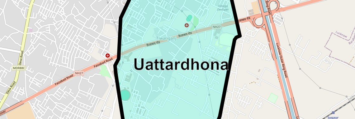 Location Map of Uattardhona, Lucknow