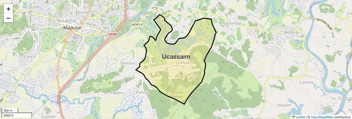 Location Map of Ucassaim, Goa