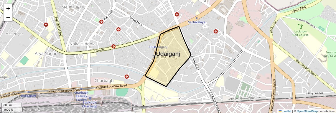 Location Map of Udaiganj, Lucknow