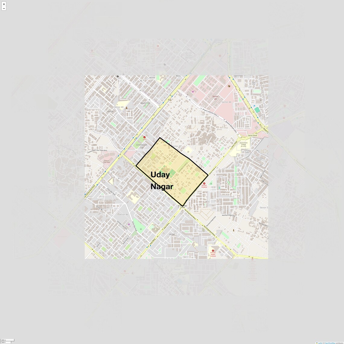 Location Map of Uday Nagar, Gurgaon