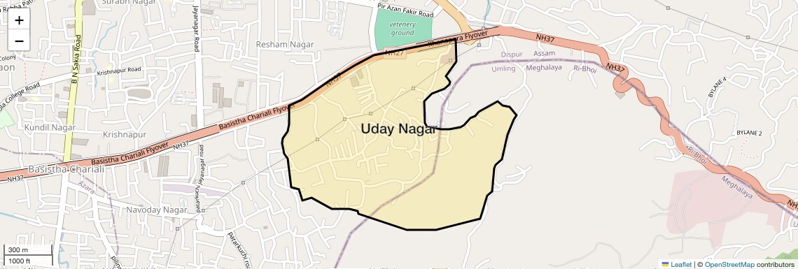 Location Map of Uday Nagar, Guwahati