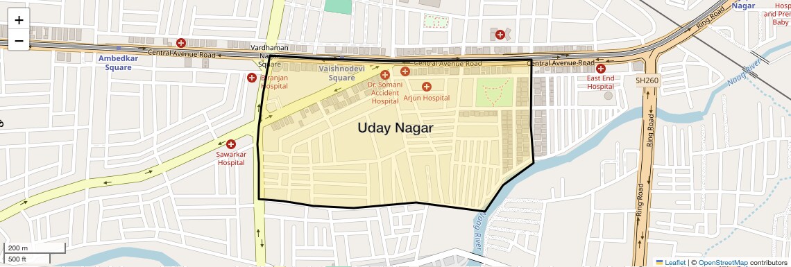 Location Map of Uday Nagar, Nagpur