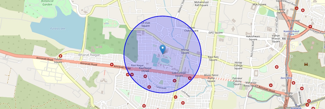 Location Map of Uday Nagar, Nagpur
