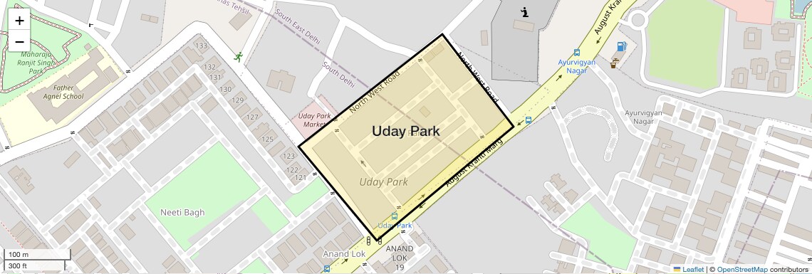 Location Map of Uday Park, Delhi
