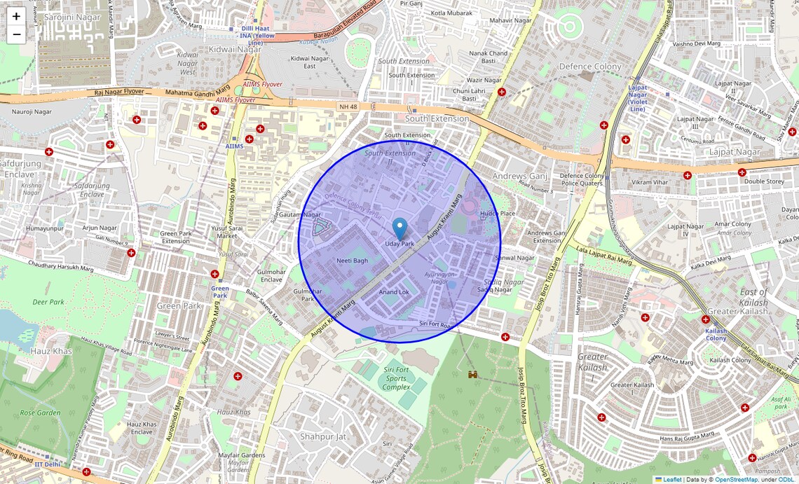 Location Map of Uday Park, Delhi
