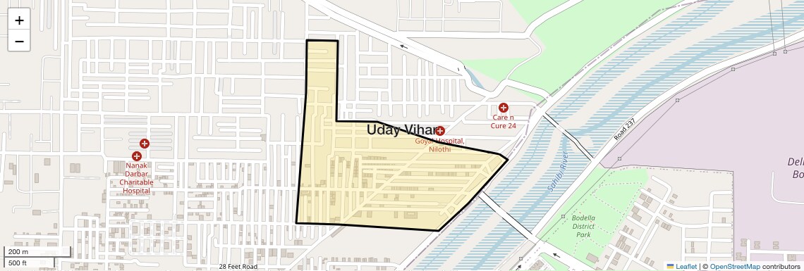 Location Map of Uday Vihar, Delhi