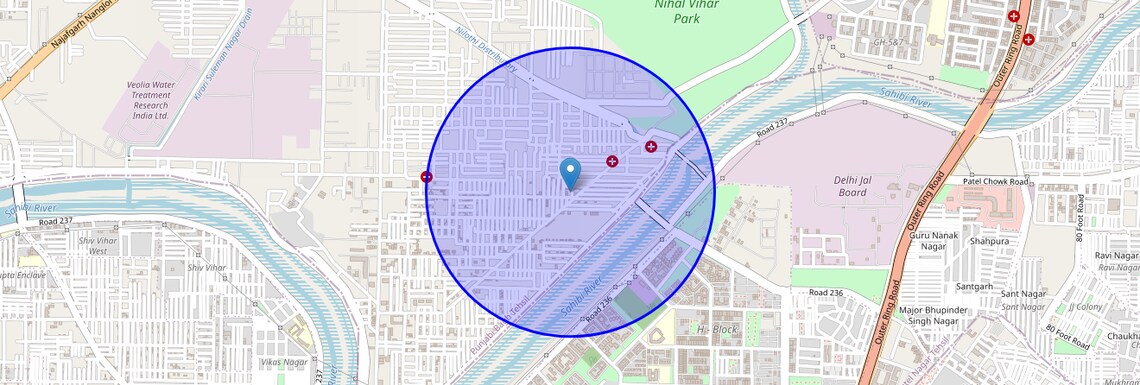 Location Map of Uday Vihar, Delhi