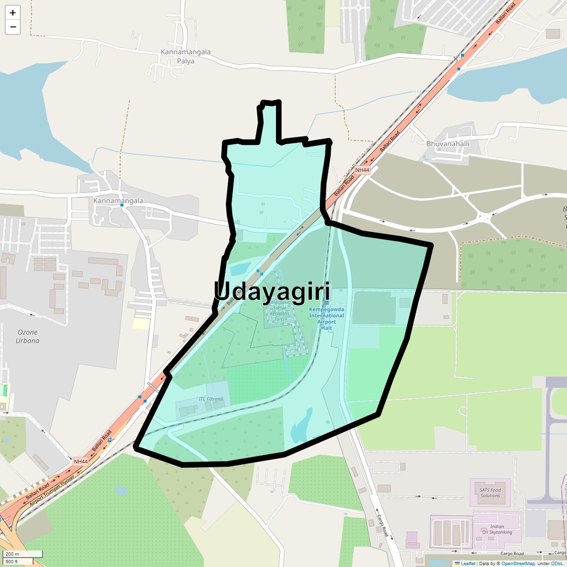 Location Map of Udayagiri, Bangalore