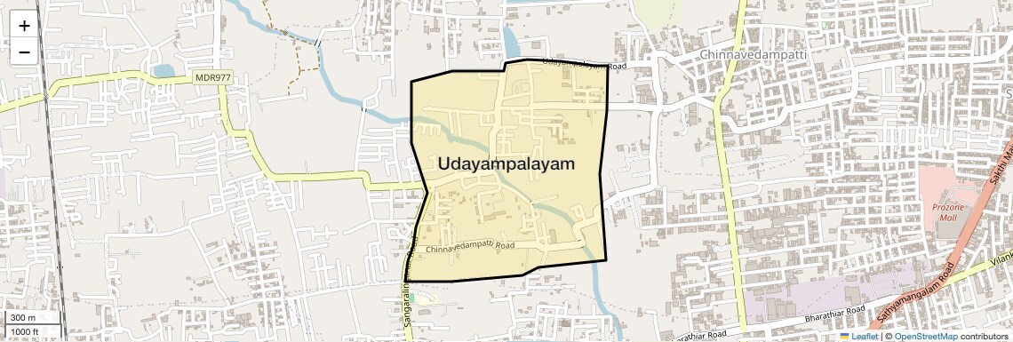 Location Map of Udayampalayam, Coimbatore