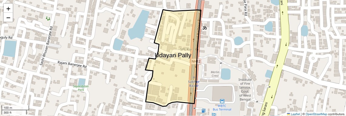 Location Map of Udayan Pally, Kolkata
