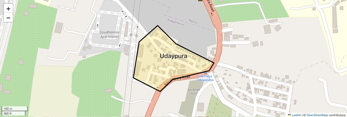 Location Map of Udaypura, Bangalore