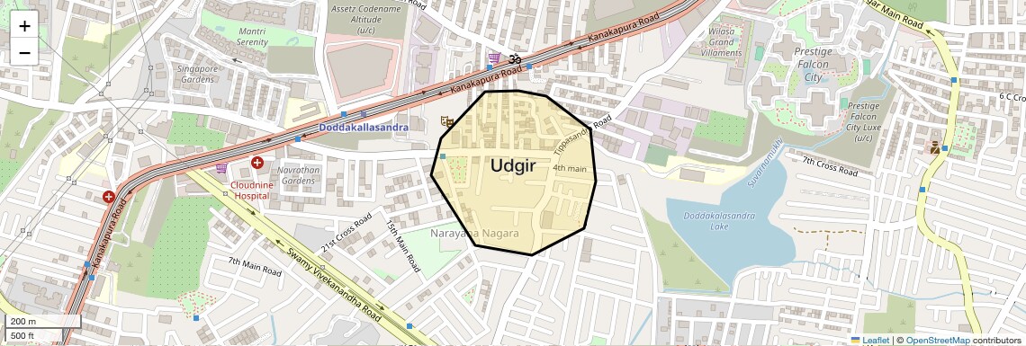 Location Map of Udgir, Bangalore