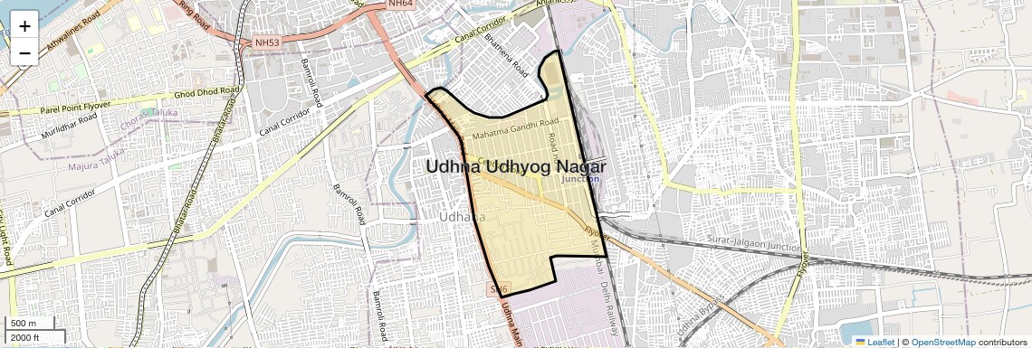 Location Map of Udhna Udhyog Nagar, Surat