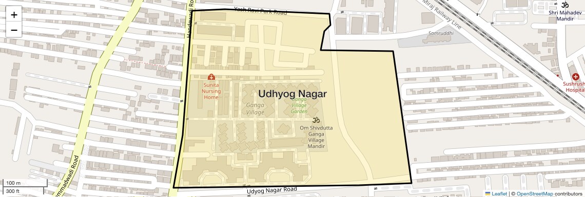 Location Map of Udhyog Nagar, Pune