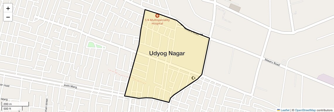 Location Map of Udyog Nagar, Jaipur