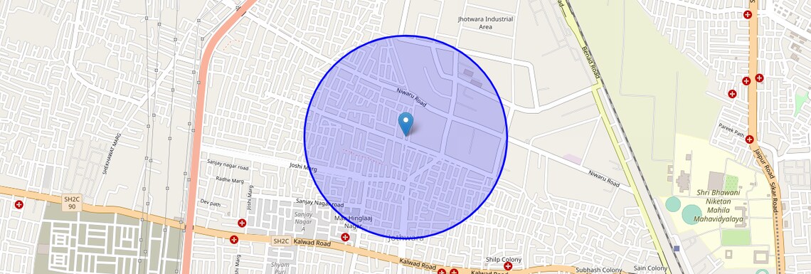 Location Map of Udyog Nagar, Jaipur