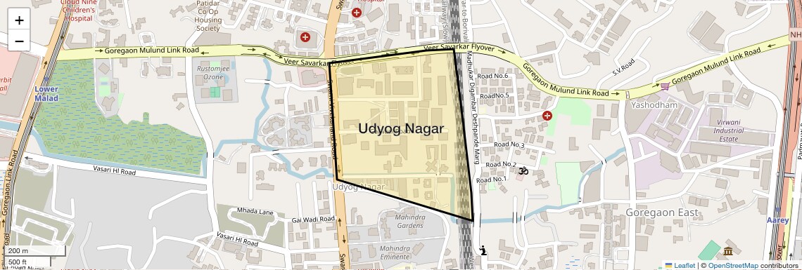 Location Map of Udyog Nagar, Mumbai