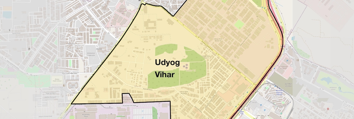 Location Map of Udyog Vihar, Gurgaon