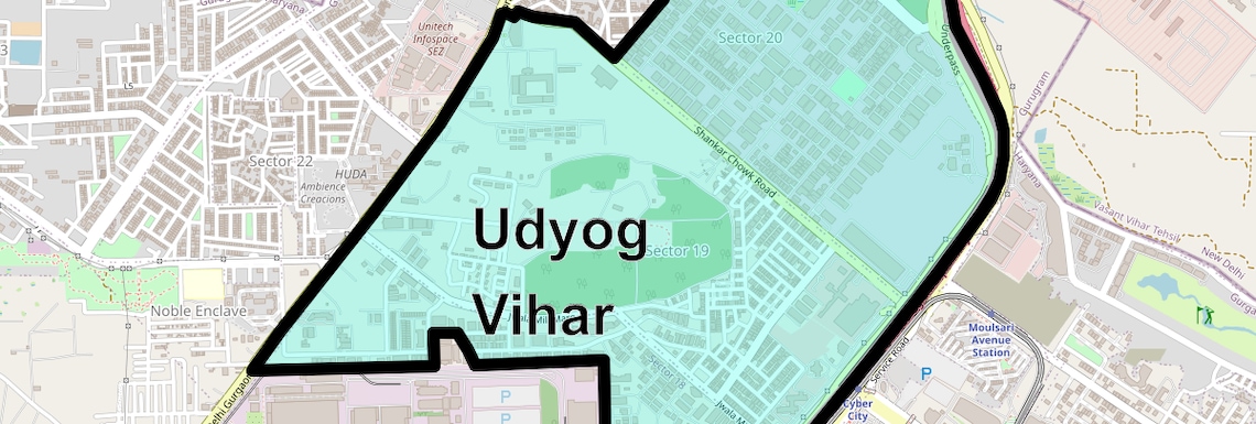 Location Map of Udyog Vihar, Gurgaon
