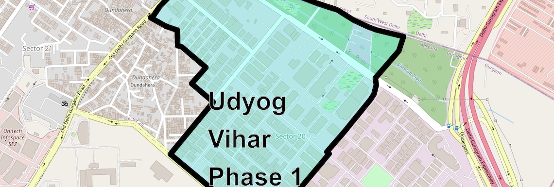 Location Map of Udyog Vihar Phase 1, Gurgaon