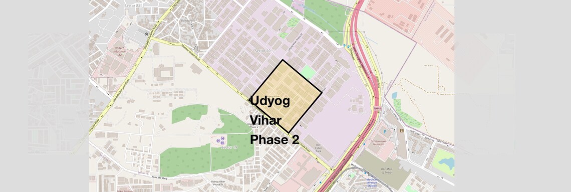 Location Map of Udyog Vihar Phase 2, Gurgaon
