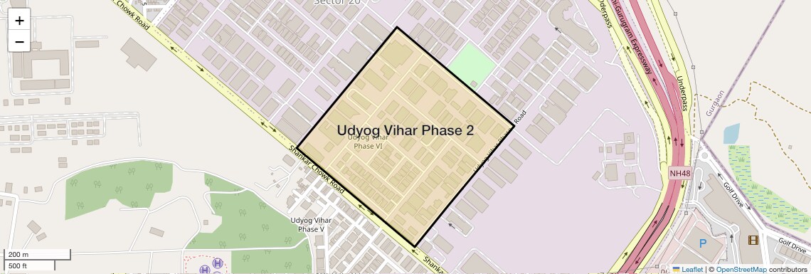 Location Map of Udyog Vihar Phase 2, Gurgaon
