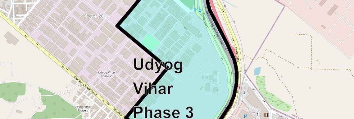 Location Map of Udyog Vihar Phase 3, Gurgaon
