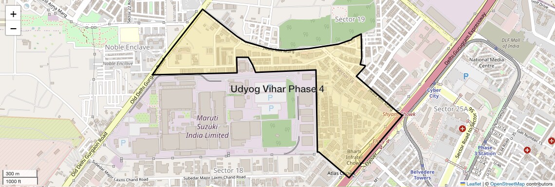 Location Map of Udyog Vihar Phase 4, Gurgaon