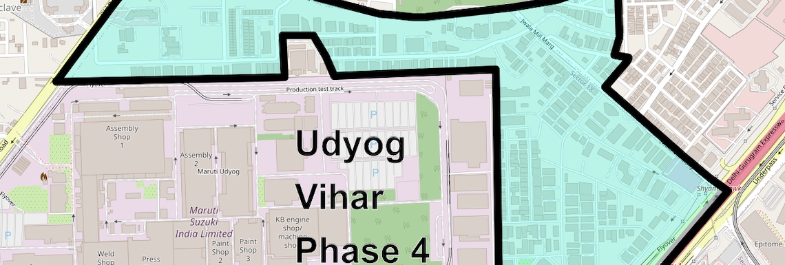 Location Map of Udyog Vihar Phase 4, Gurgaon