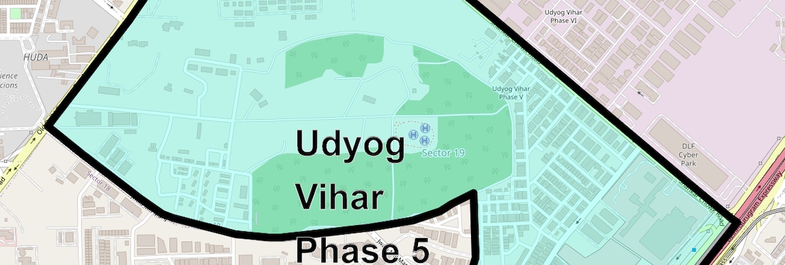 Location Map of Udyog Vihar Phase 5, Gurgaon