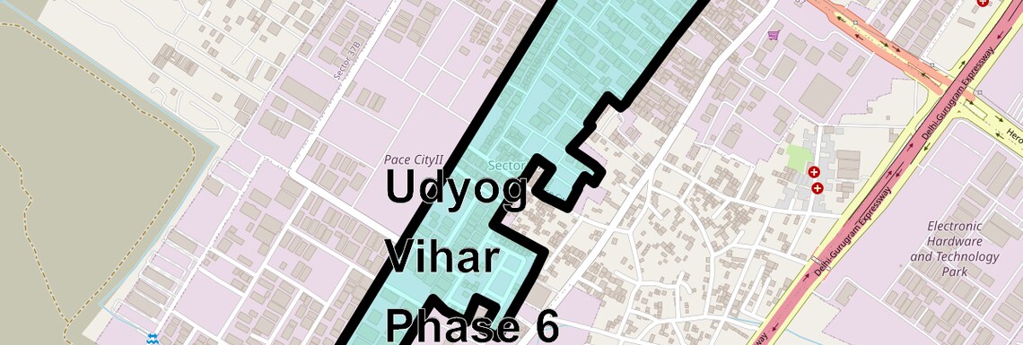 Location Map of Udyog Vihar Phase 6, Gurgaon