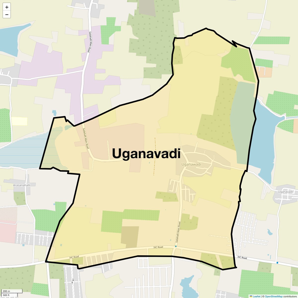 Location Map of Uganavadi, Bangalore