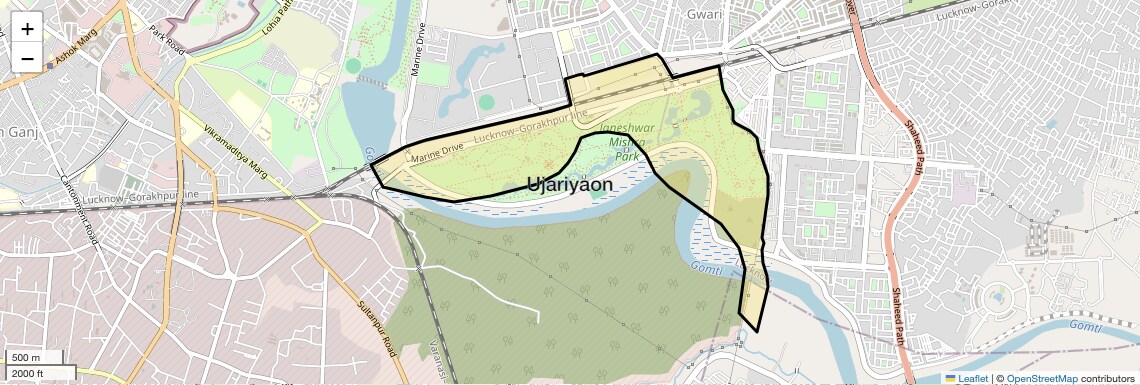 Location Map of Ujariyaon, Lucknow